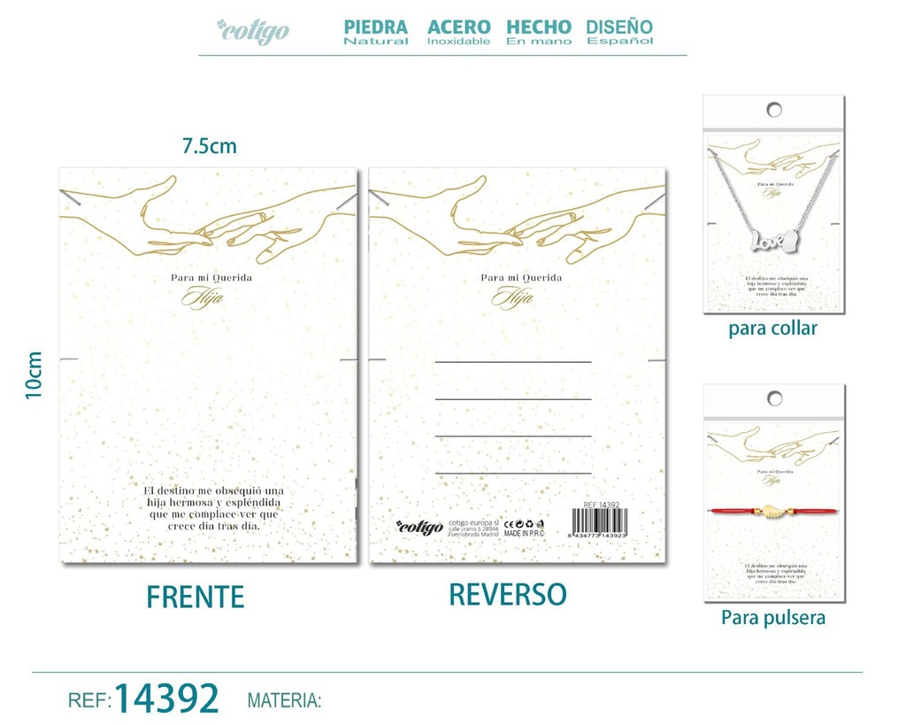 Tarjeta de felicitación para Hija - Tarjeta para joyas de regalo
