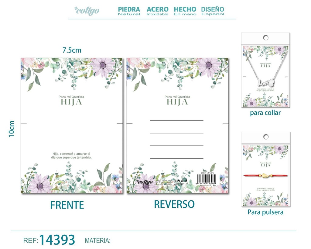 Tarjeta de felicitación para Hija - Tarjeta para joyas de regalo
