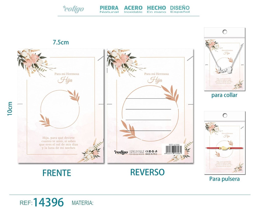 Tarjeta de felicitación para Hija - Tarjeta para joyas de regalo