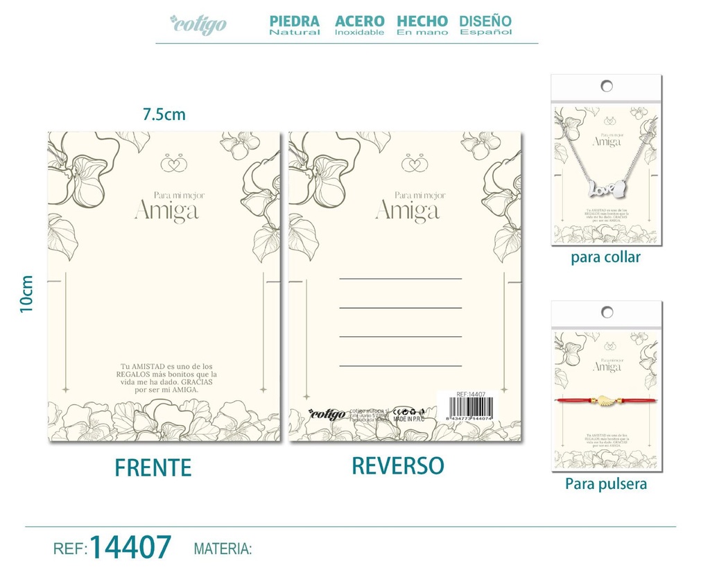 Tarjeta de felicitación para Amiga - Tarjeta para joyas de regalo