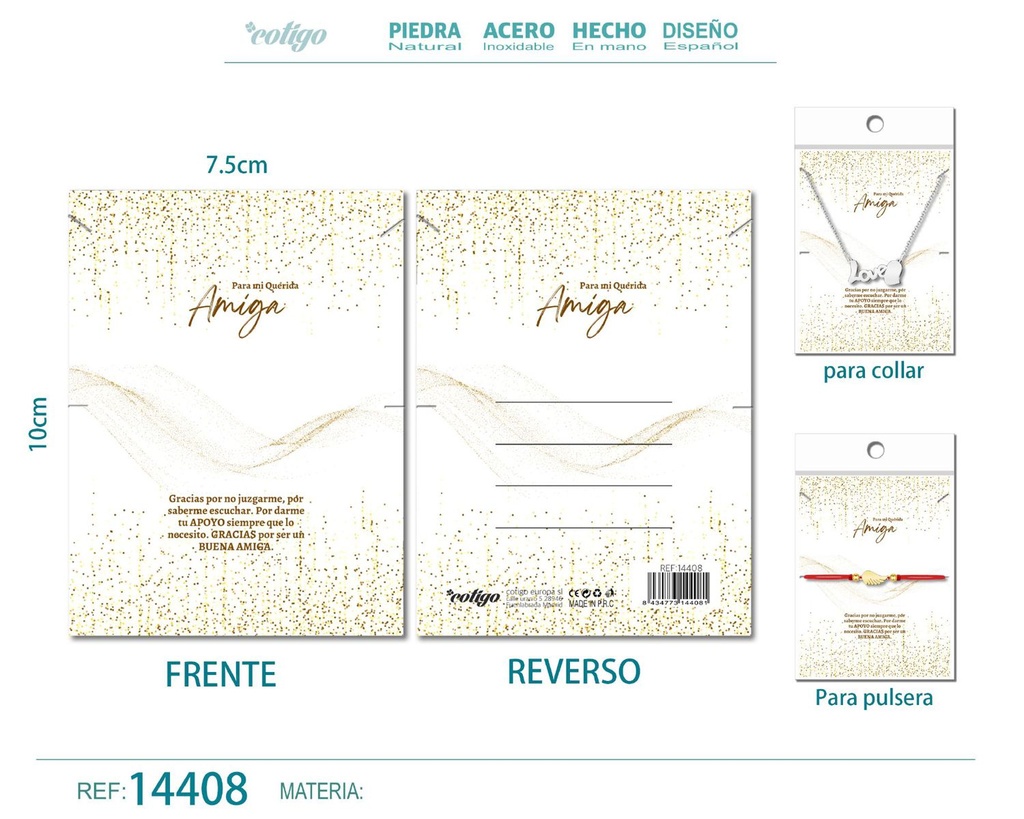 Tarjeta de felicitación para Amiga - Tarjeta para joyas de regalo