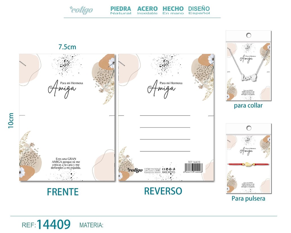 Tarjeta de felicitación para Amiga - Tarjeta para joyas de regalo
