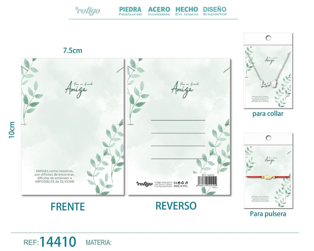 Tarjeta de felicitación para Amiga - Tarjeta para joyas de regalo
