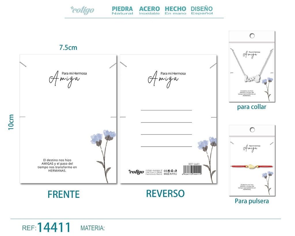 Tarjeta de felicitación para Amiga - Tarjeta para joyas de regalo