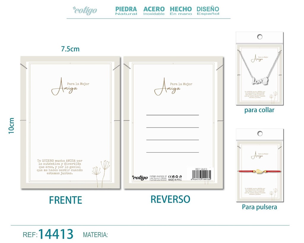 Tarjeta de felicitación para Amiga - Tarjeta para joyas de regalo