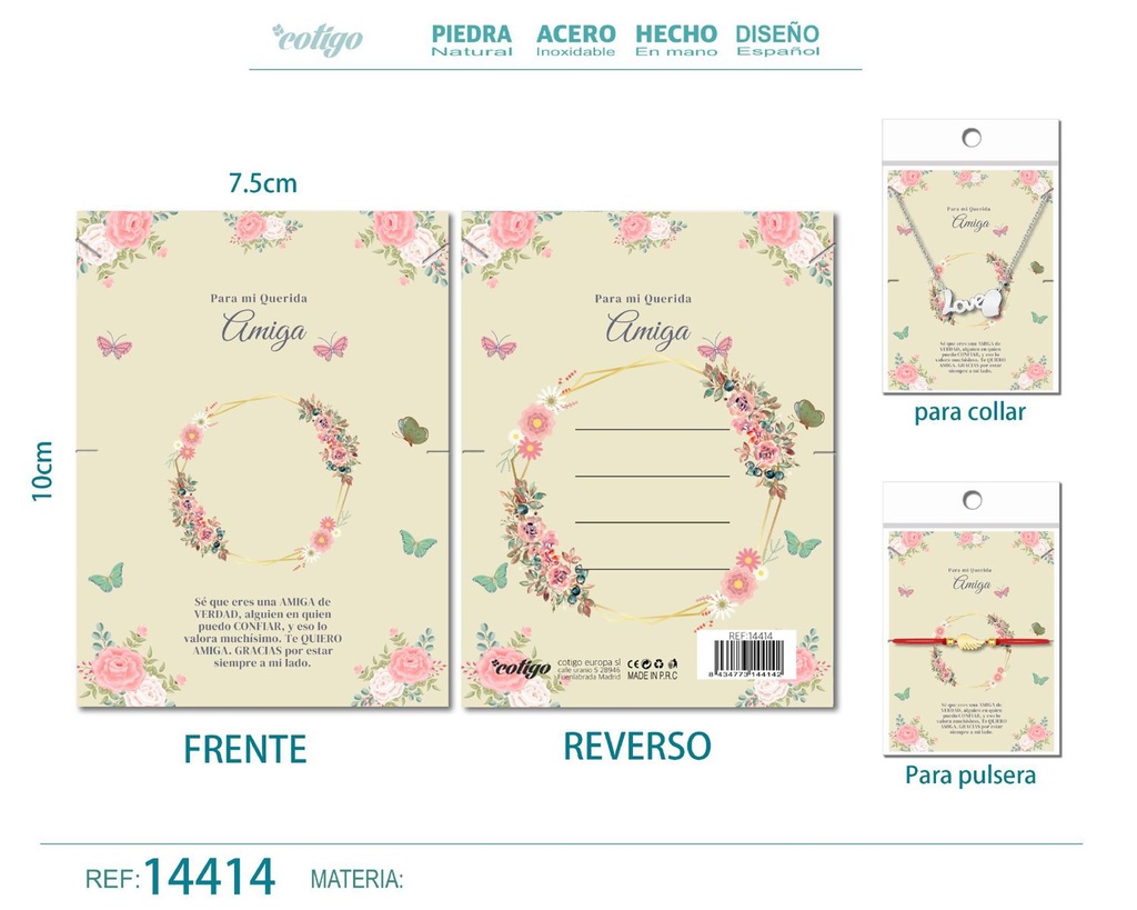 Tarjeta de felicitación para Amiga - Tarjeta para joyas de regalo