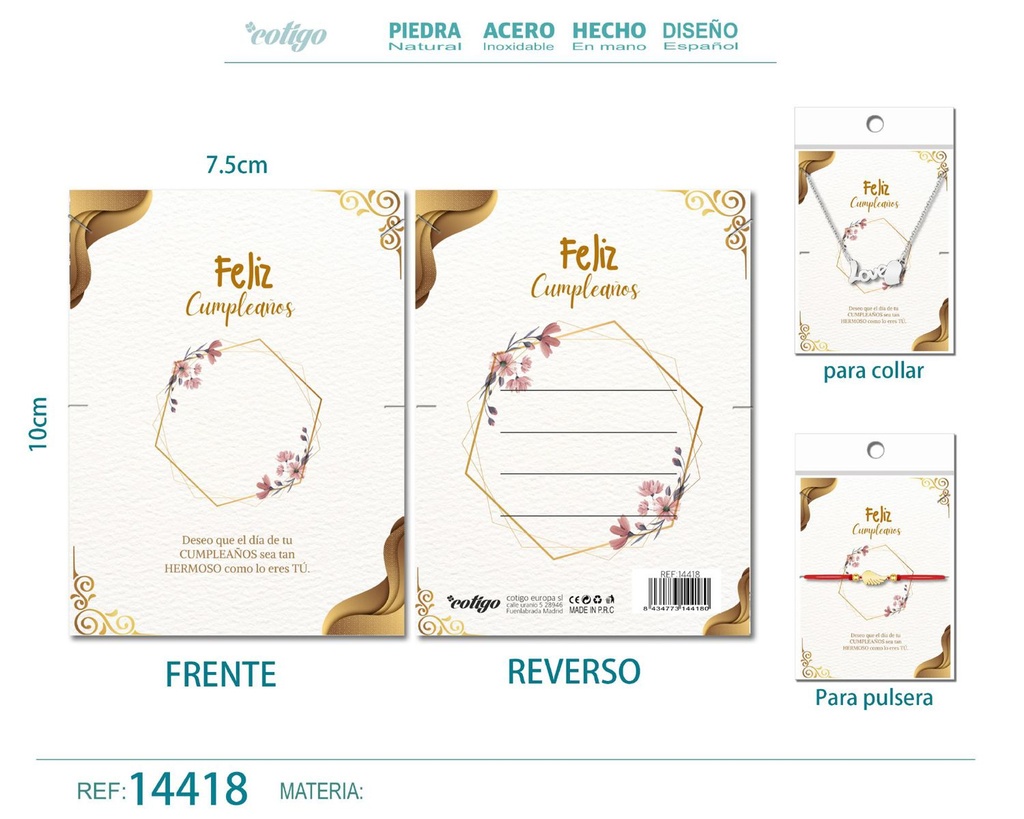 Tarjeta de felicitación para Cumpleaños - Tarjeta para joyas de regalo