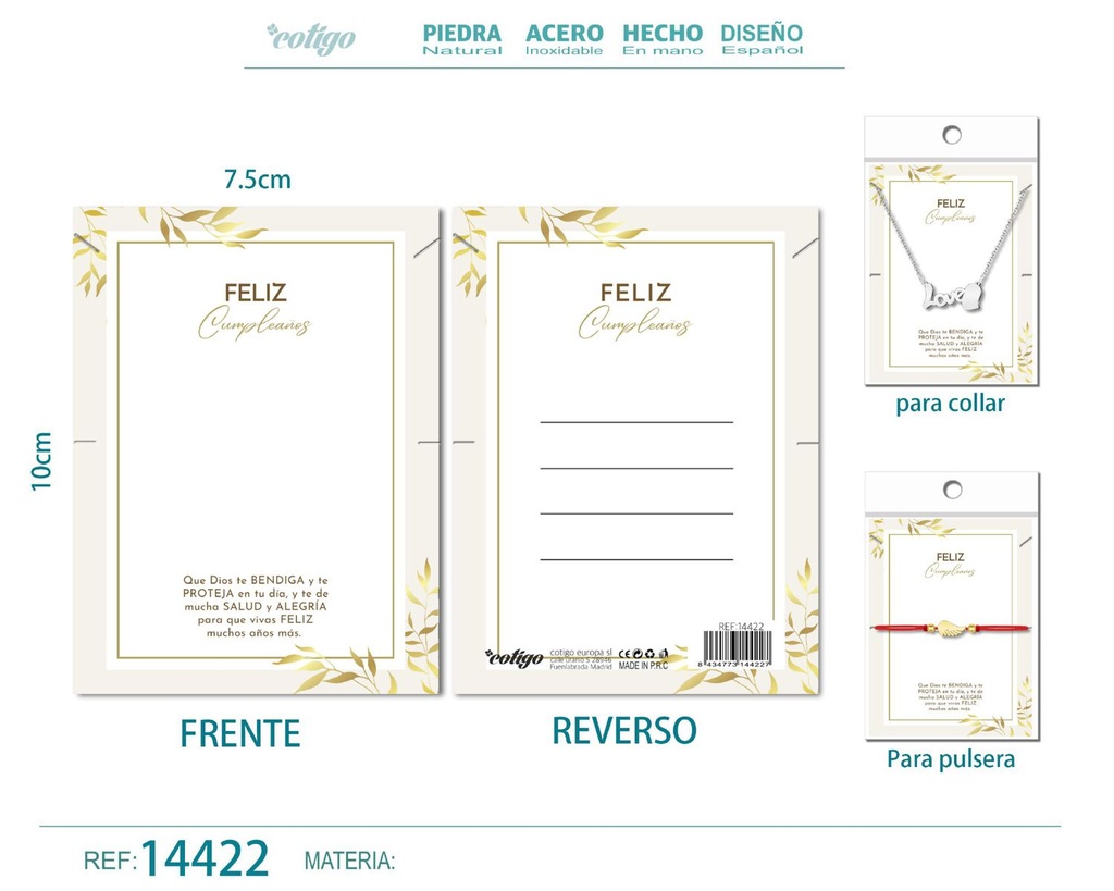 Tarjeta de felicitación para Cumpleaños - Tarjeta para joyas de regalo
