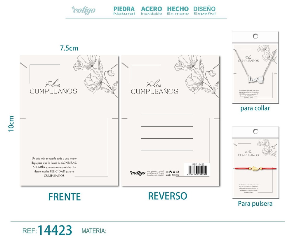 Tarjeta de felicitación para Cumpleaños - Tarjeta para joyas de regalo