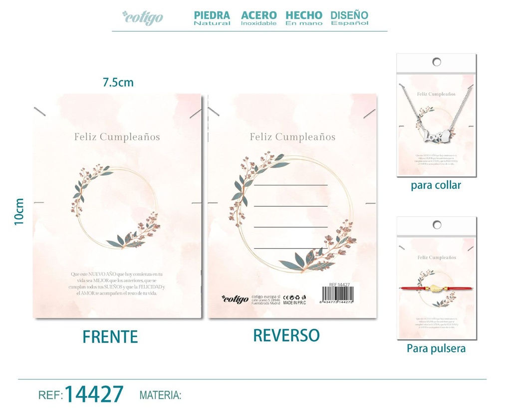 Tarjeta de felicitación para Cumpleaños - Tarjeta para joyas de regalo