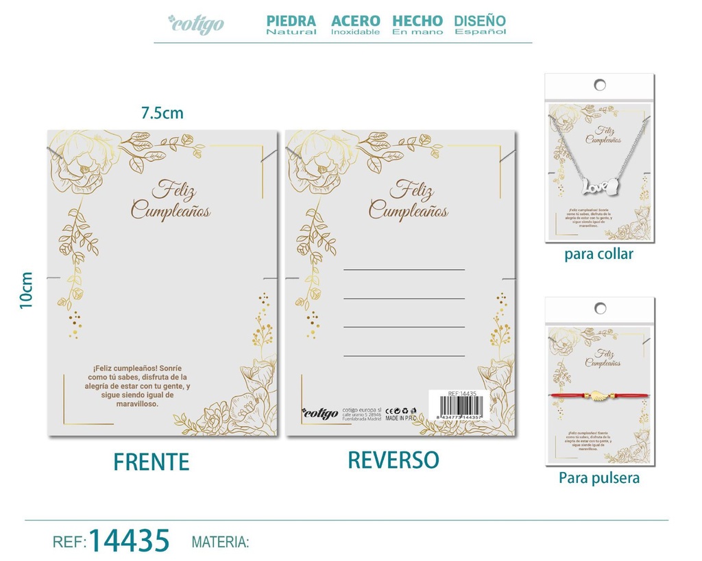 Tarjeta de felicitación para Cumpleaños - Tarjeta para joyas de regalo