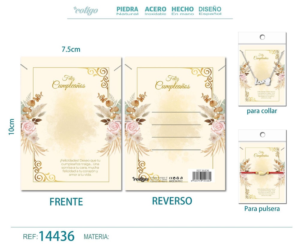 Tarjeta de felicitación para Cumpleaños - Tarjeta para joyas de regalo