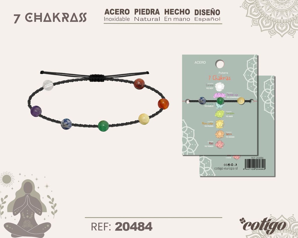 Pulsera de 7 Chakras con piedra natural - Accesorios de bisutería