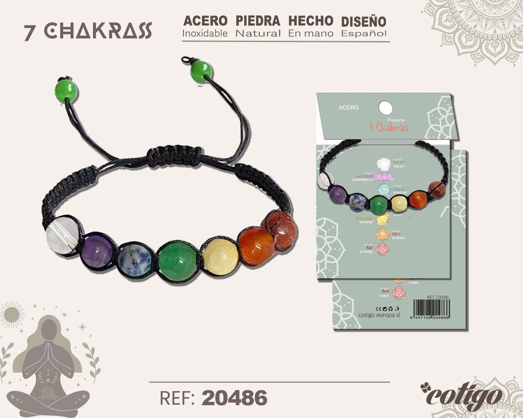 Pulsera de 7 Chakras con piedra natural - Accesorios de bisutería