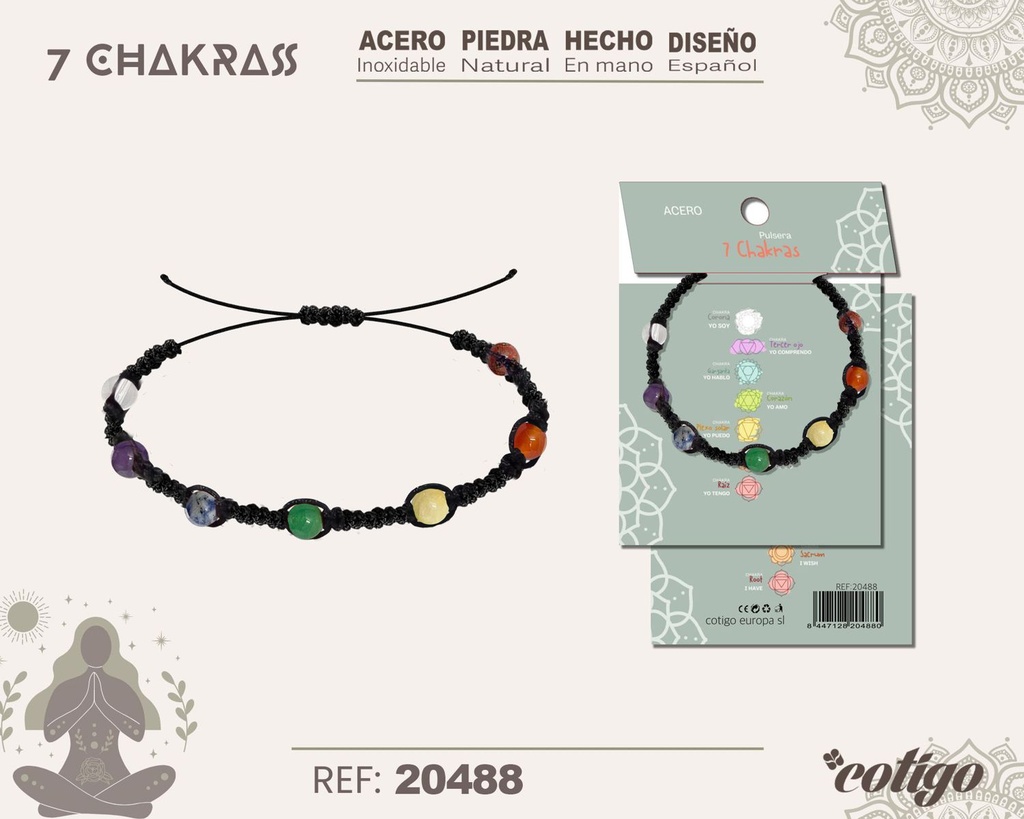 Pulsera de 7 Chakras con piedra natural - Accesorios de bisutería