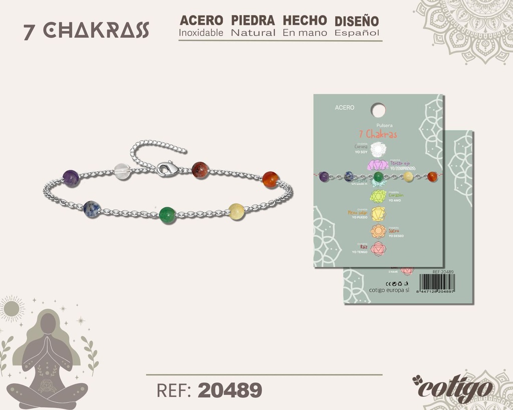 Pulsera de 7 Chakras con piedra natural - Accesorios de bisutería