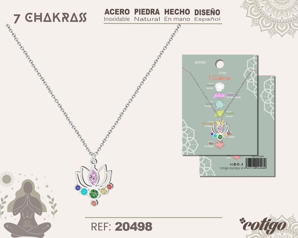 Collar de 7 Chakras con piedra natural y acero - Accesorios de bisutería