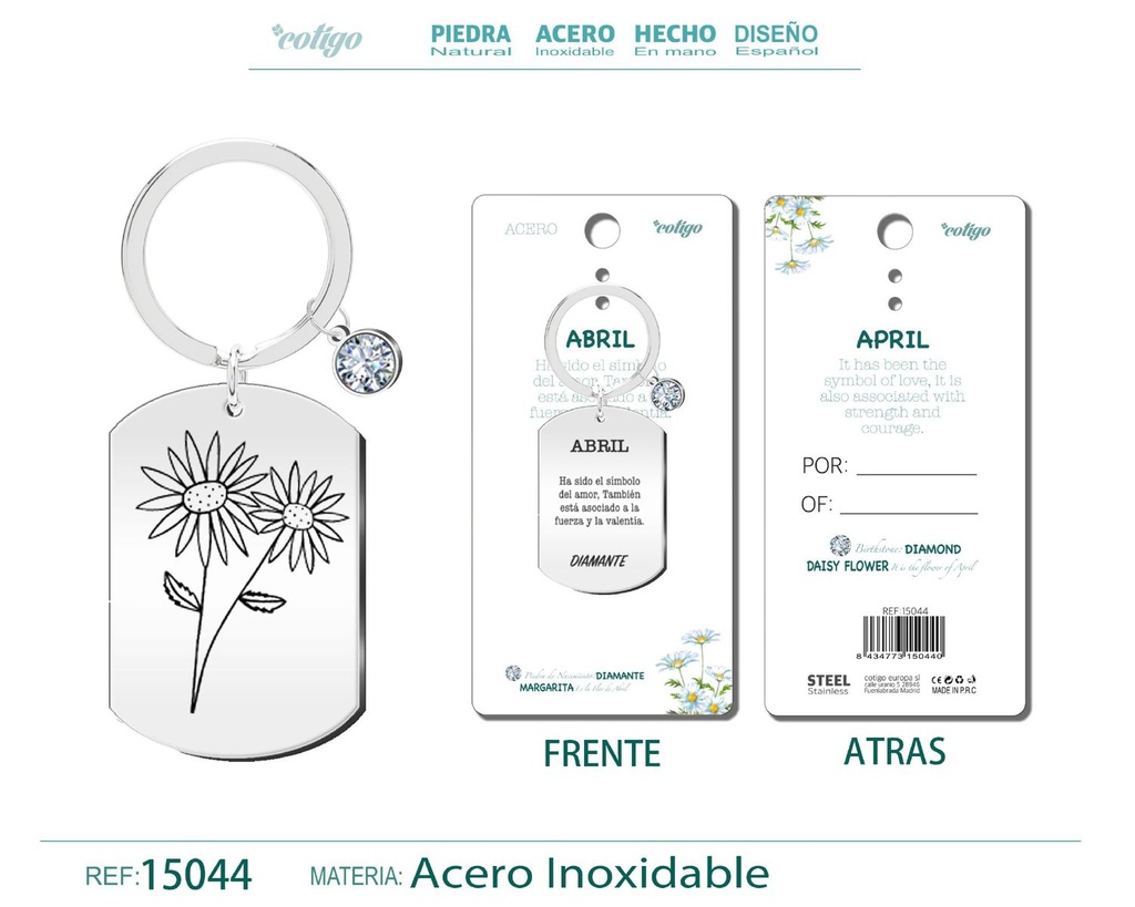 Llavero de Acero para Nacimiento de Abril - Joyería personalizada para regalos