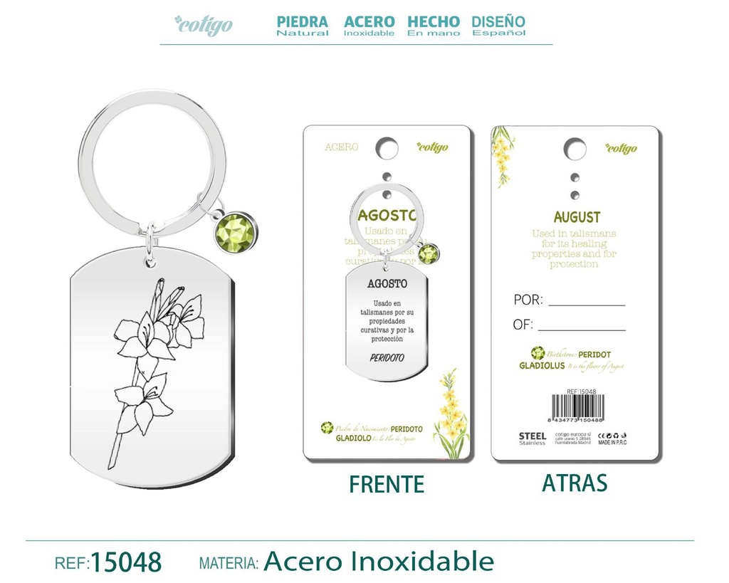 Llavero de Acero para Nacimiento de Agosto - Joyería personalizada para regalos