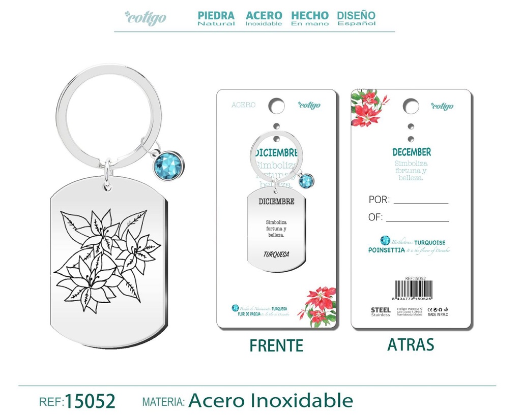 Llavero de Acero para Nacimiento de Diciembre - Joyería personalizada para regalos