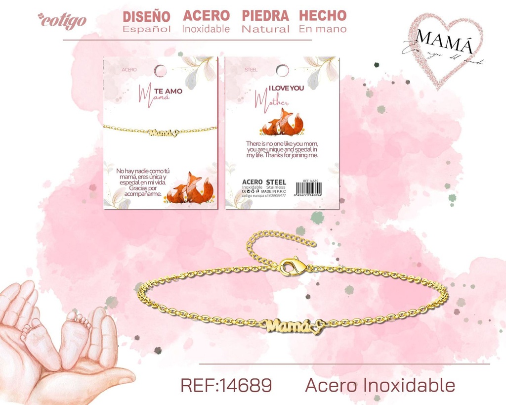 Pulsera dorada para mamá - Bisutería para regalos a mamá