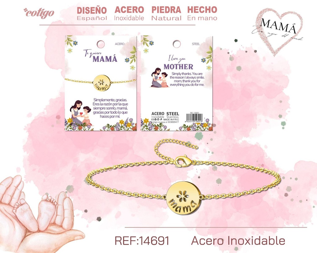 Pulsera dorada para mamá - Bisutería para regalos a mamá