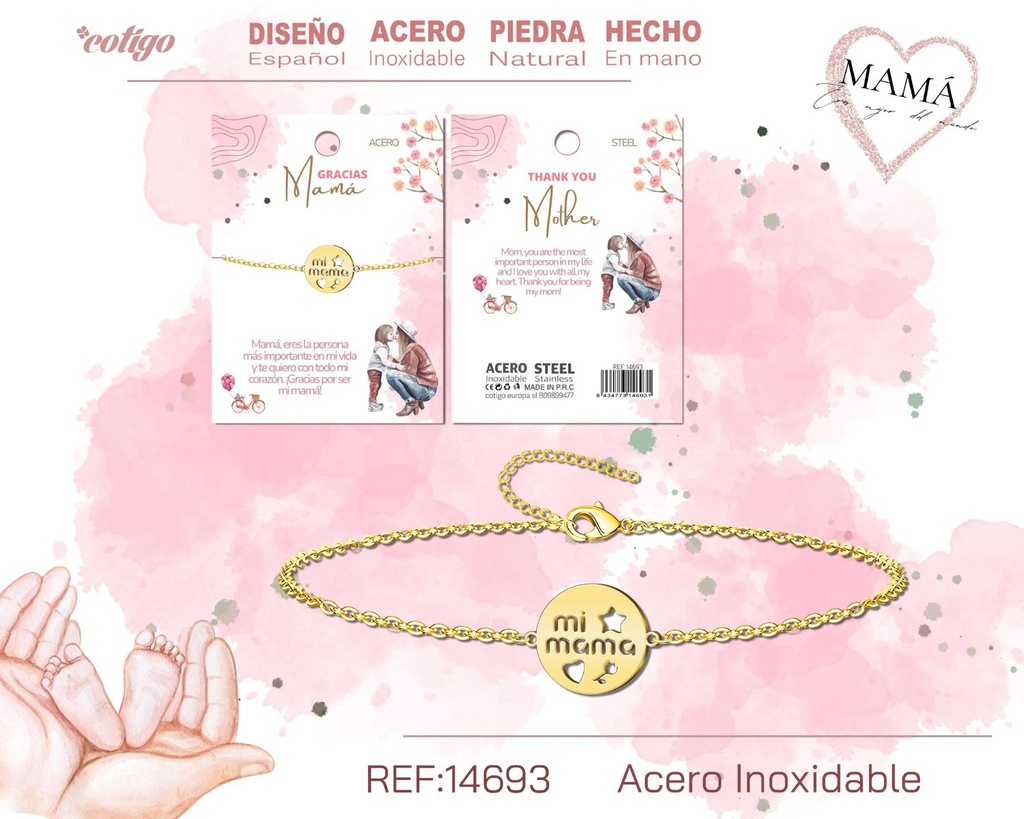 Pulsera dorada para mamá - Bisutería para regalos a mamá