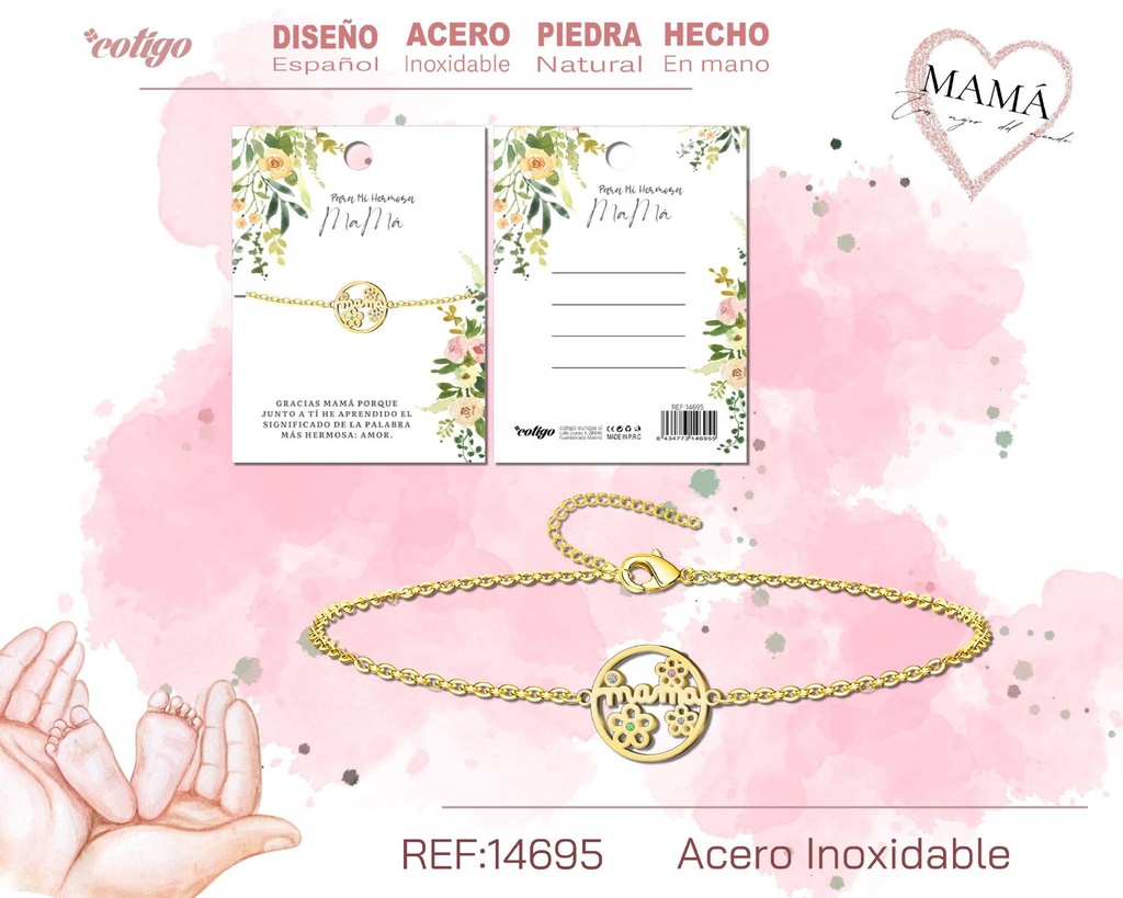 Pulsera dorada para mamá - Bisutería para regalos a mamá