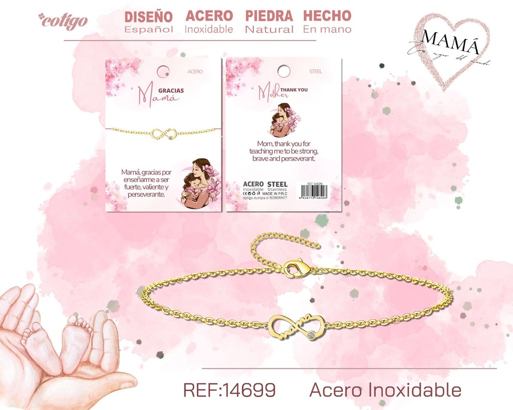 Pulsera dorada para mamá - Bisutería para regalos a mamá