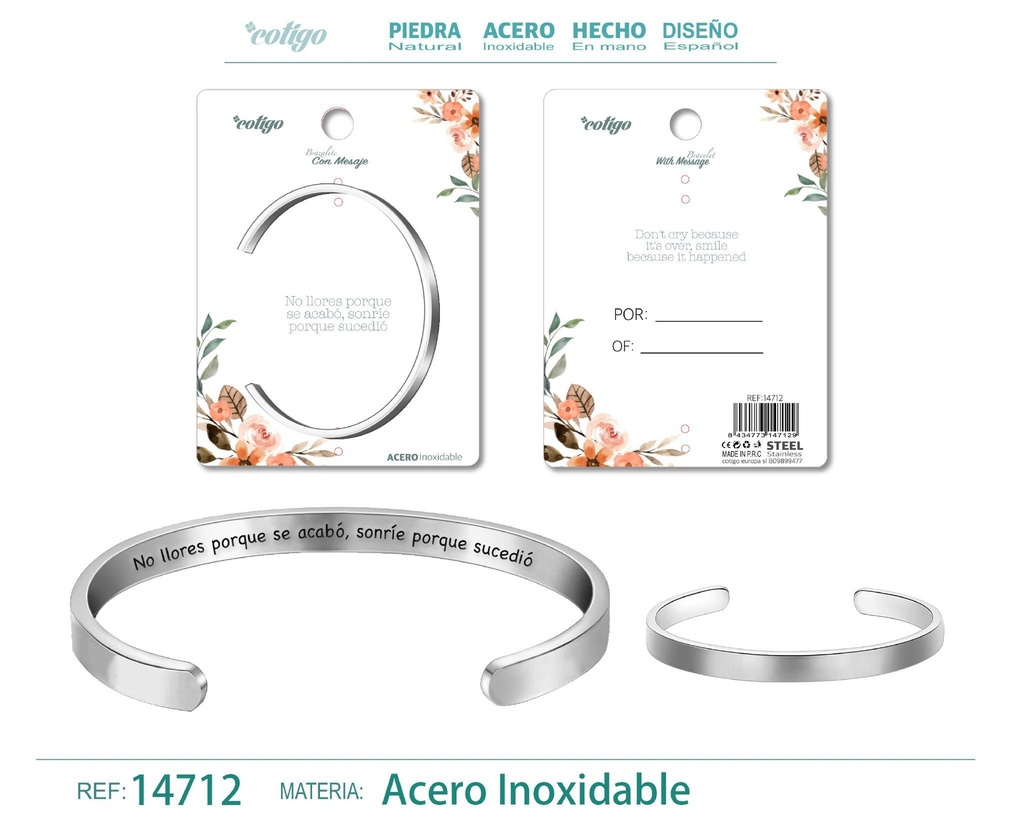 Brazalete de Acero con Mensaje Personalizado - Accesorios de joyería significativa