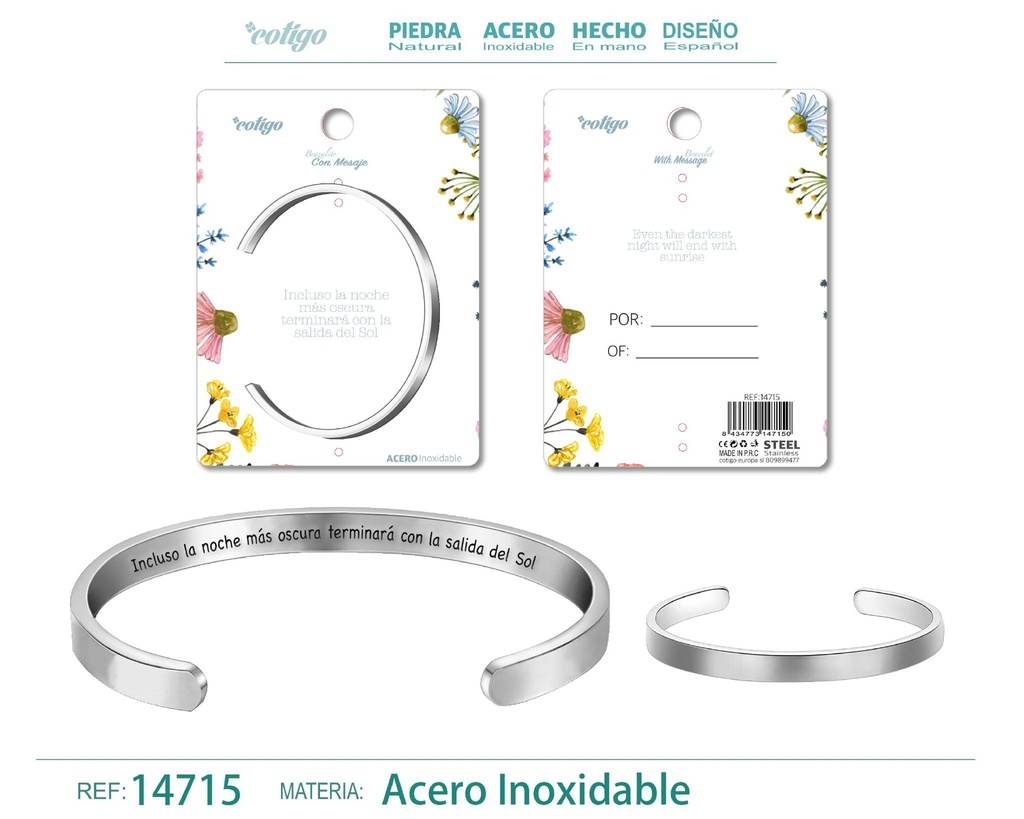 Brazalete de Acero con Mensaje Personalizado - Accesorios de joyería significativa