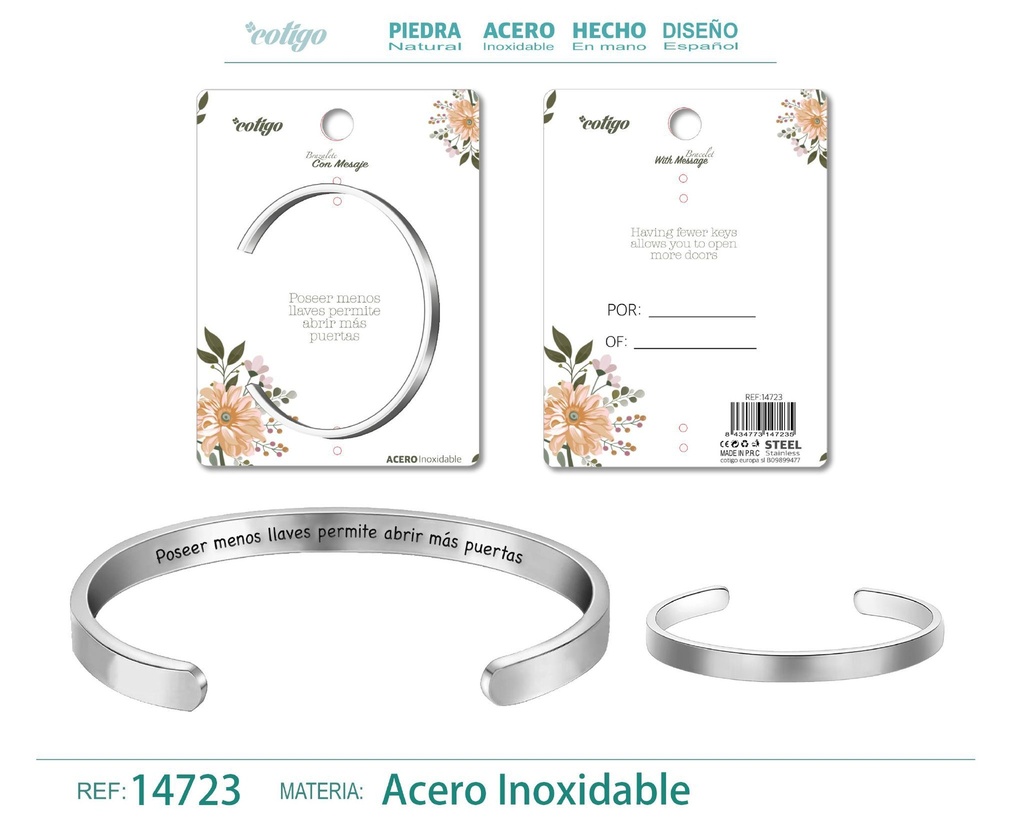 Brazalete de Acero con Mensaje Personalizado - Accesorios de joyería significativa