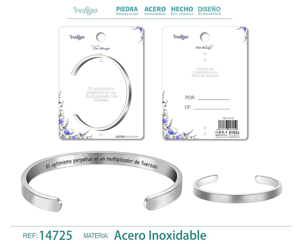 Brazalete de Acero con Mensaje Personalizado - Accesorios de joyería significativa