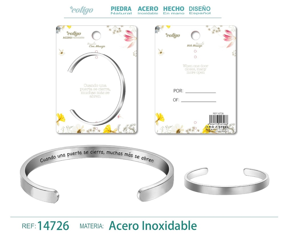 Brazalete de Acero con Mensaje Personalizado - Accesorios de joyería significativa