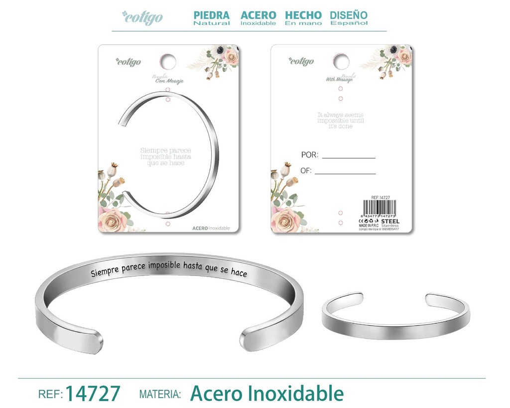 Brazalete de Acero con Mensaje Personalizado - Accesorios de joyería significativa