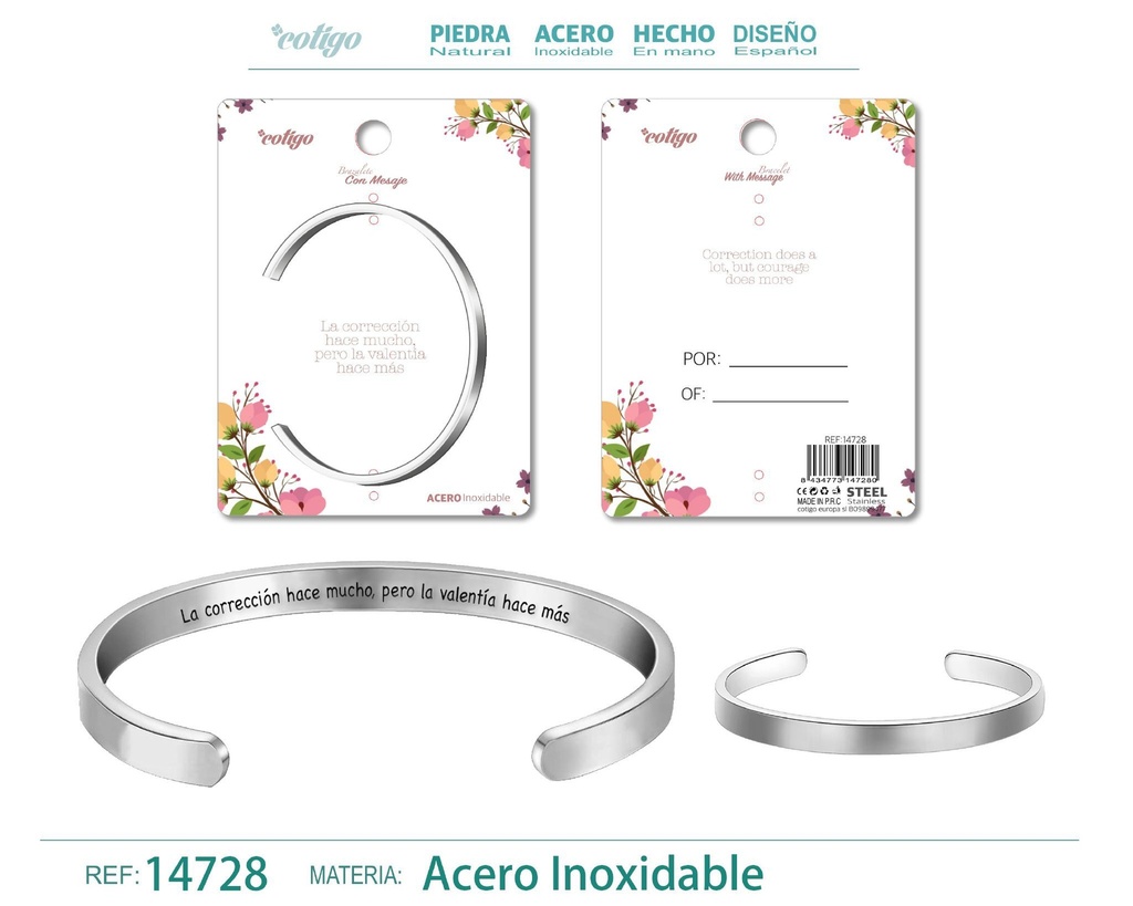Brazalete de Acero con Mensaje Personalizado - Accesorios de joyería significativa