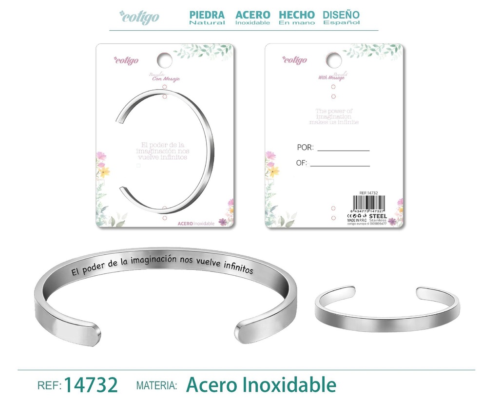 Brazalete de Acero con Mensaje Personalizado - Accesorios de joyería significativa