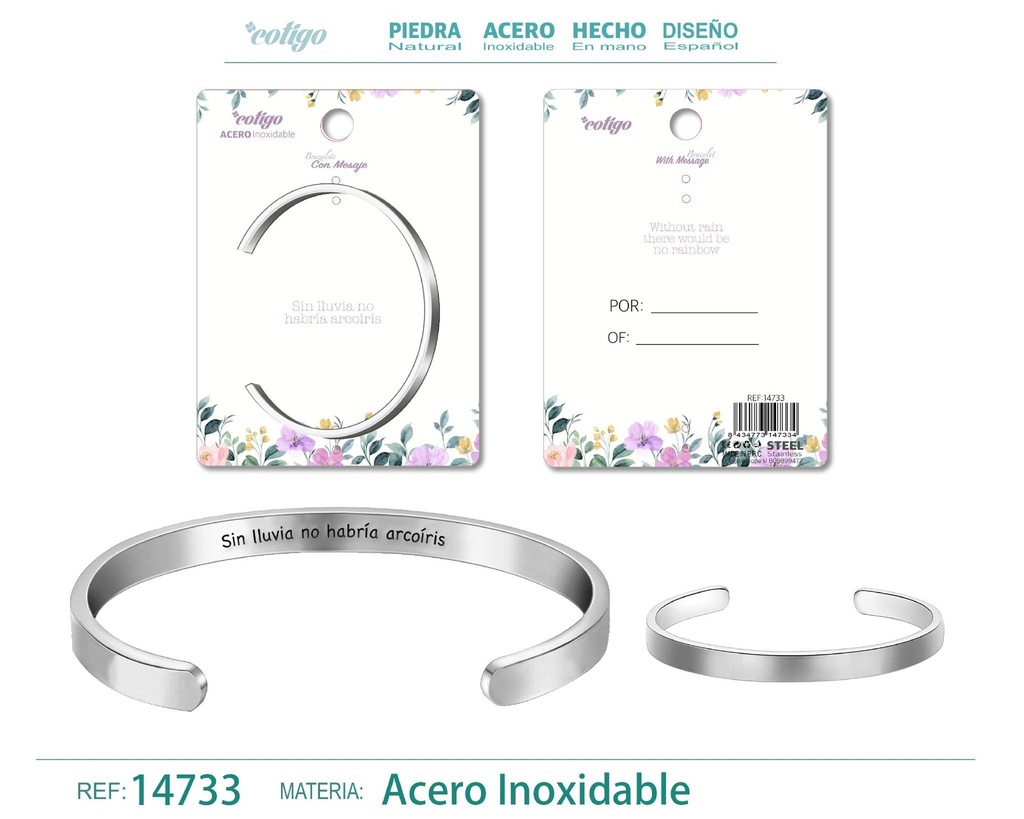 Brazalete de Acero con Mensaje Personalizado - Accesorios de joyería significativa