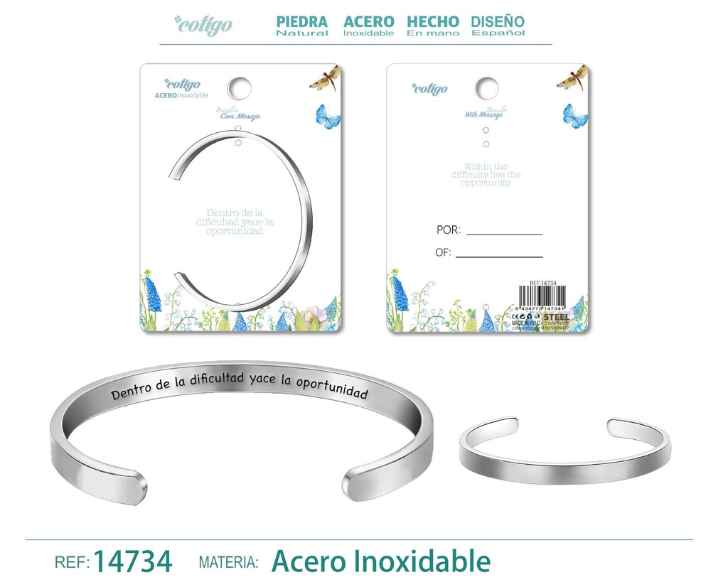 Brazalete de Acero con Mensaje Personalizado - Accesorios de joyería significativa