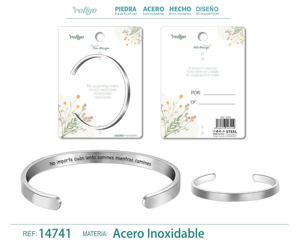 Brazalete de Acero con Mensaje Personalizado - Accesorios de joyería significativa