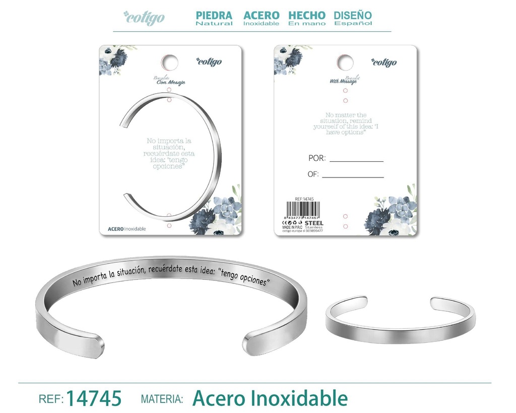 Brazalete de Acero con Mensaje Personalizado - Accesorios de joyería significativa