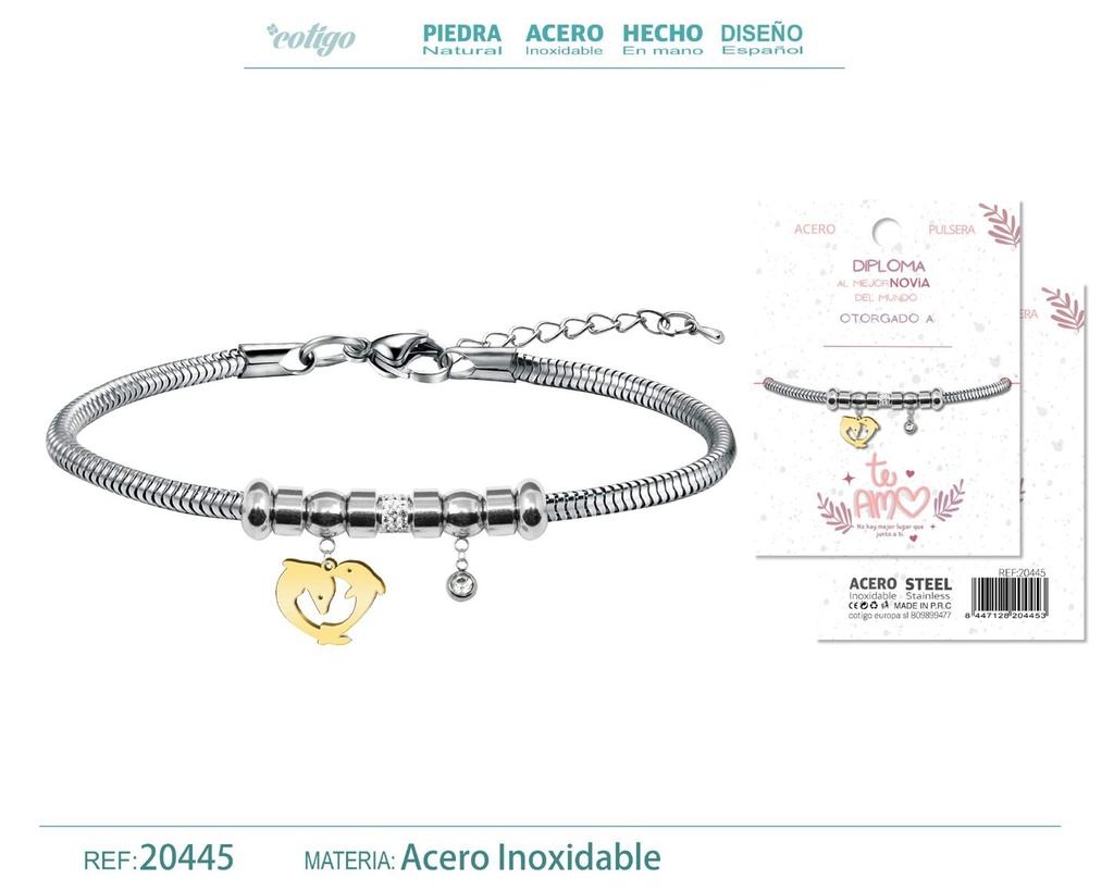 Pulsera de acero con diploma para Mejor Novia - Bisutería de reconocimiento