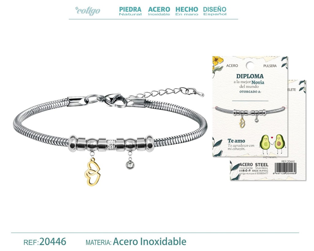 Pulsera de acero con diploma para Mejor Novia - Bisutería de reconocimiento