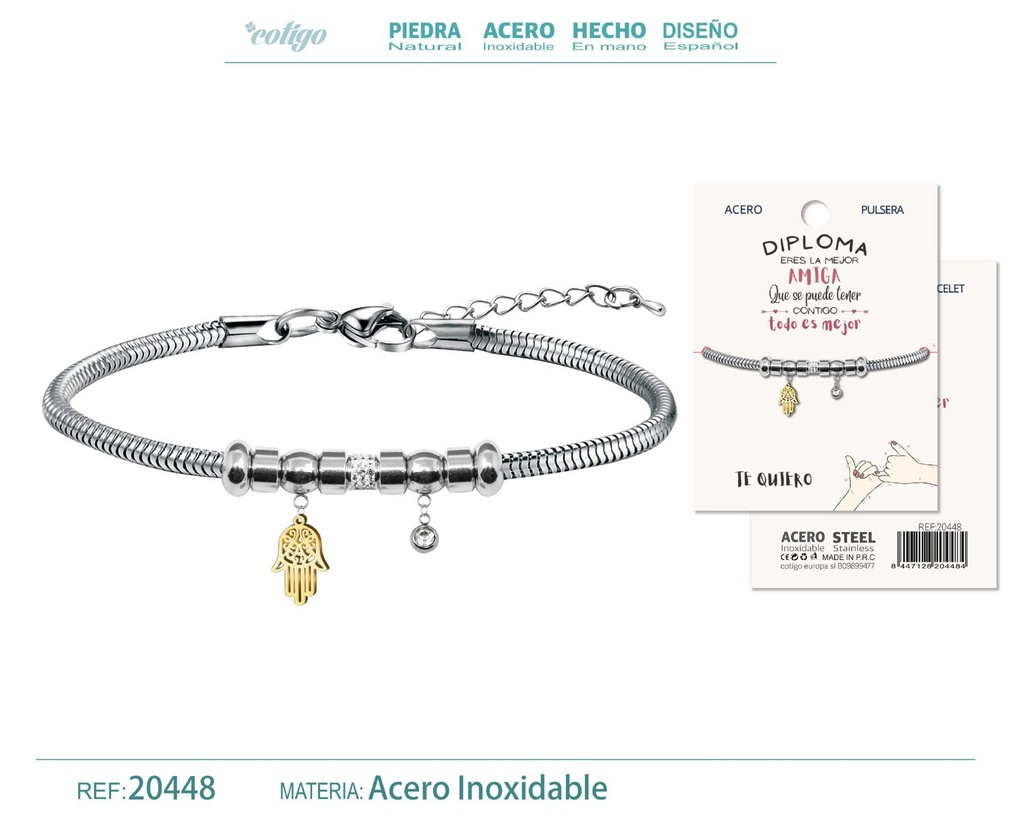 Pulsera de acero con diploma para Mejor Amiga - Bisutería de reconocimiento