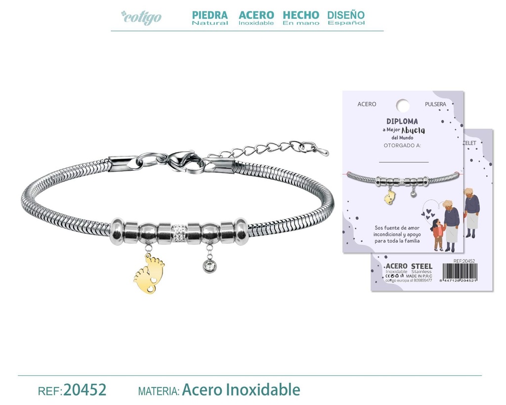 Pulsera de acero con diploma para Mejor Abuela - Bisutería de reconocimiento