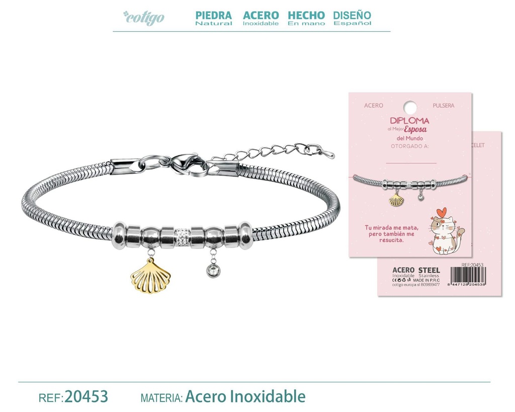 Pulsera de acero con diploma para Mejor Esposa - Bisutería de reconocimiento