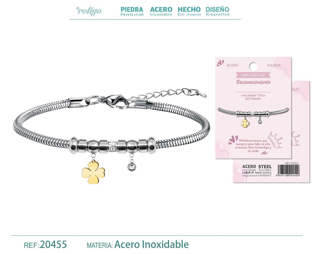 Pulsera de acero con diploma para Mejor Nieta - Bisutería de reconocimiento