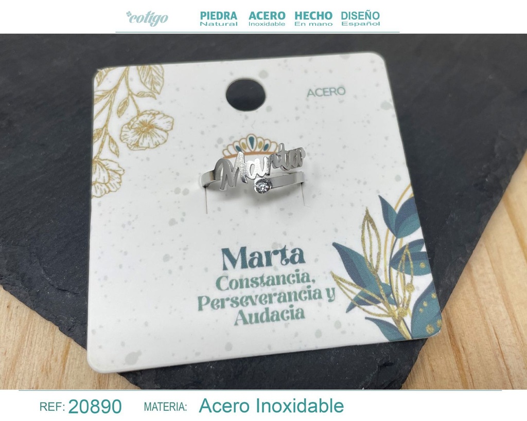 Anillo de acero plateado "Marta" - Joyas y accesorios