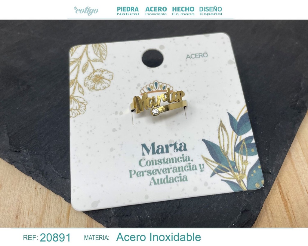 Anillo de acero dorado "Marta" - Joyas y accesorios