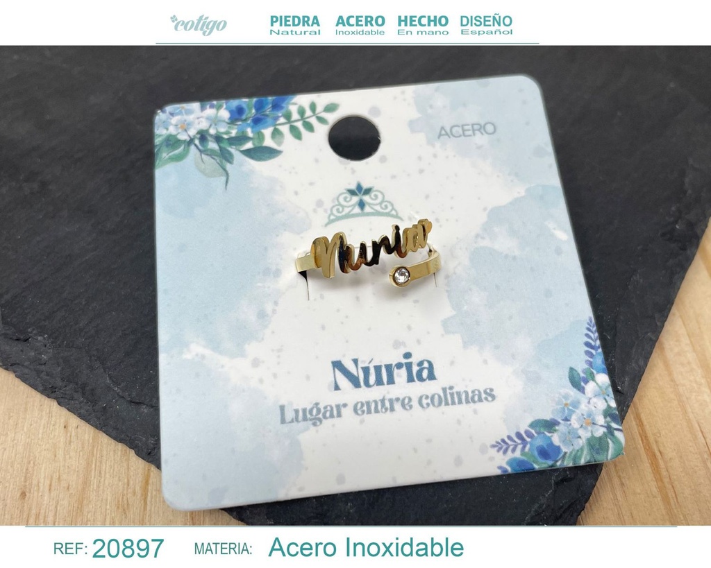 Anillo de acero dorado "Núria" - Joyas y accesorios